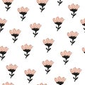 Seamless pattern with cartoon flowers. colorful vector. hand drawing. ornament, flat style.